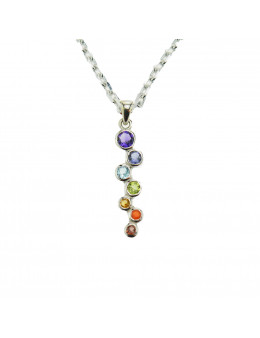 Pendentif argent 7 chakras ronds irréguliers