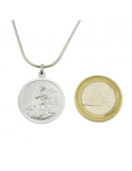 Médaille St Michel en argent 925 - Diamètre 22 mm