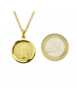 Médaille St Benoit en plaqué or - Diamètre 20 mm