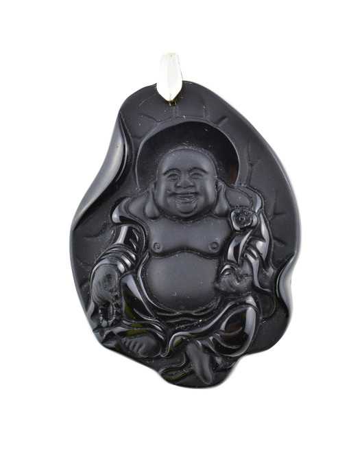 Pendentif Bouddha Obsidienne noire 6 cm