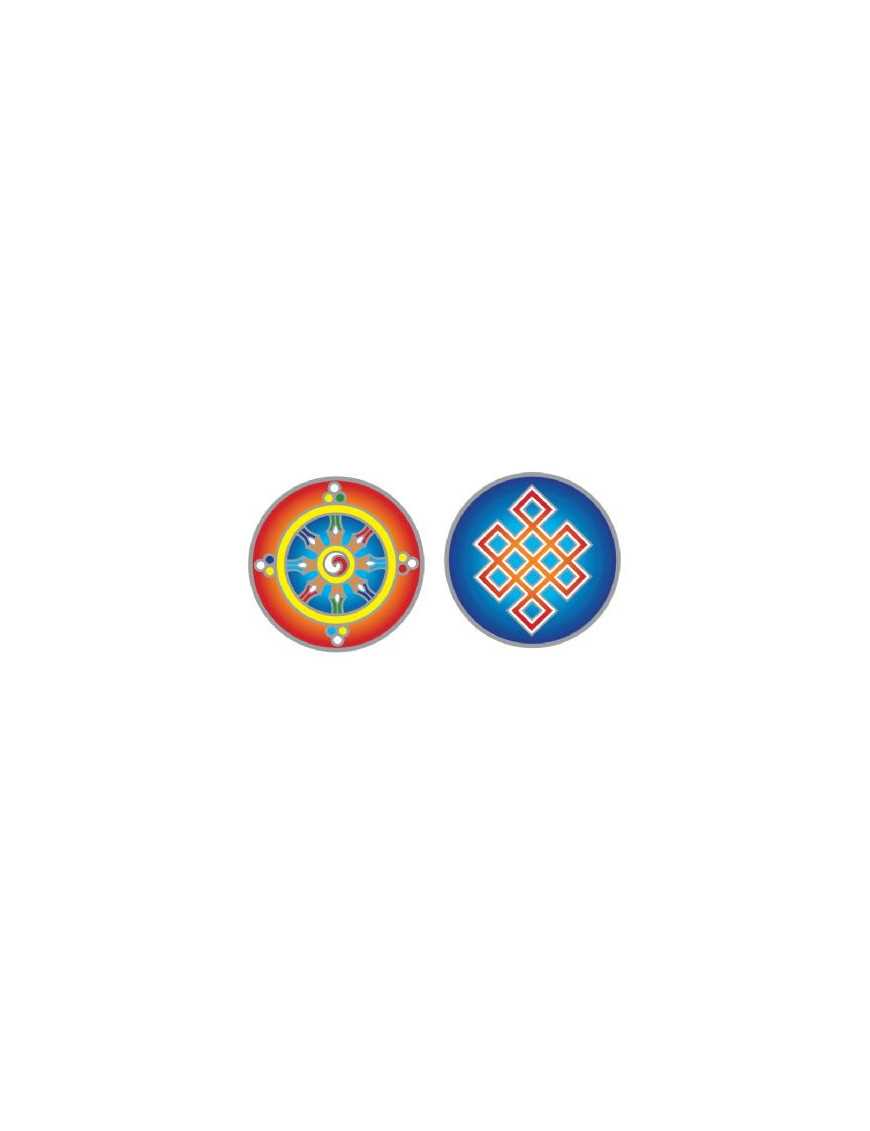 Symbole autocollant pour vitre - Roue de Dharma et Noeud d'éternité