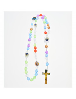 Chapelet corde et perles fantaisie multicolores
