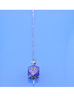 Pendule métal et pierre avec chaîne argentée