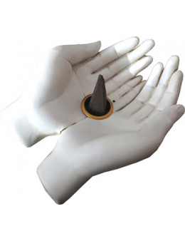 Porte encens blanc mains ouvertes 11cm