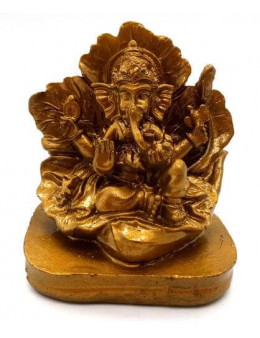 Statue Résine Ganesh sur Feuille Or 9cm