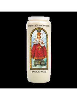 Bougie de neuvaine vitrail Enfant Jésus de Prague
