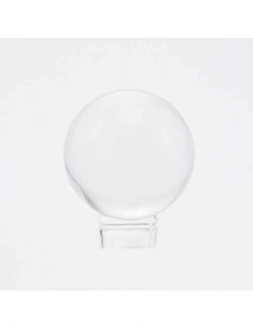 Boule de voyance en cristal de verre avec socle bois - Diamètre 120 mm