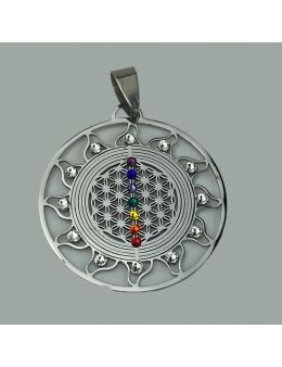 Pendentif Argent soleil - 7 chakras - Linéaire