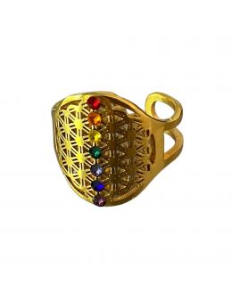 Bague plaquée Or - 7 chakras