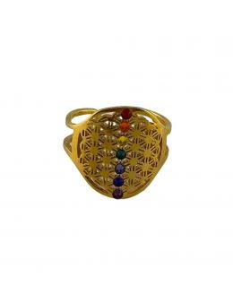 Bague plaquée Or - 7 chakras