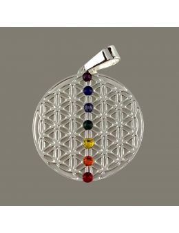 Petit Pendentif plaqué Argent - 7 chakras - Linéaire