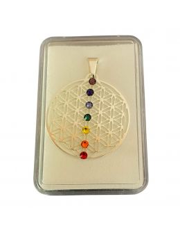 Petit Pendentif plaqué Argent - 7 chakras - Linéaire