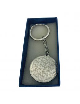 Porte clé Fleur de vie - Acier inoxydable - 3 cm