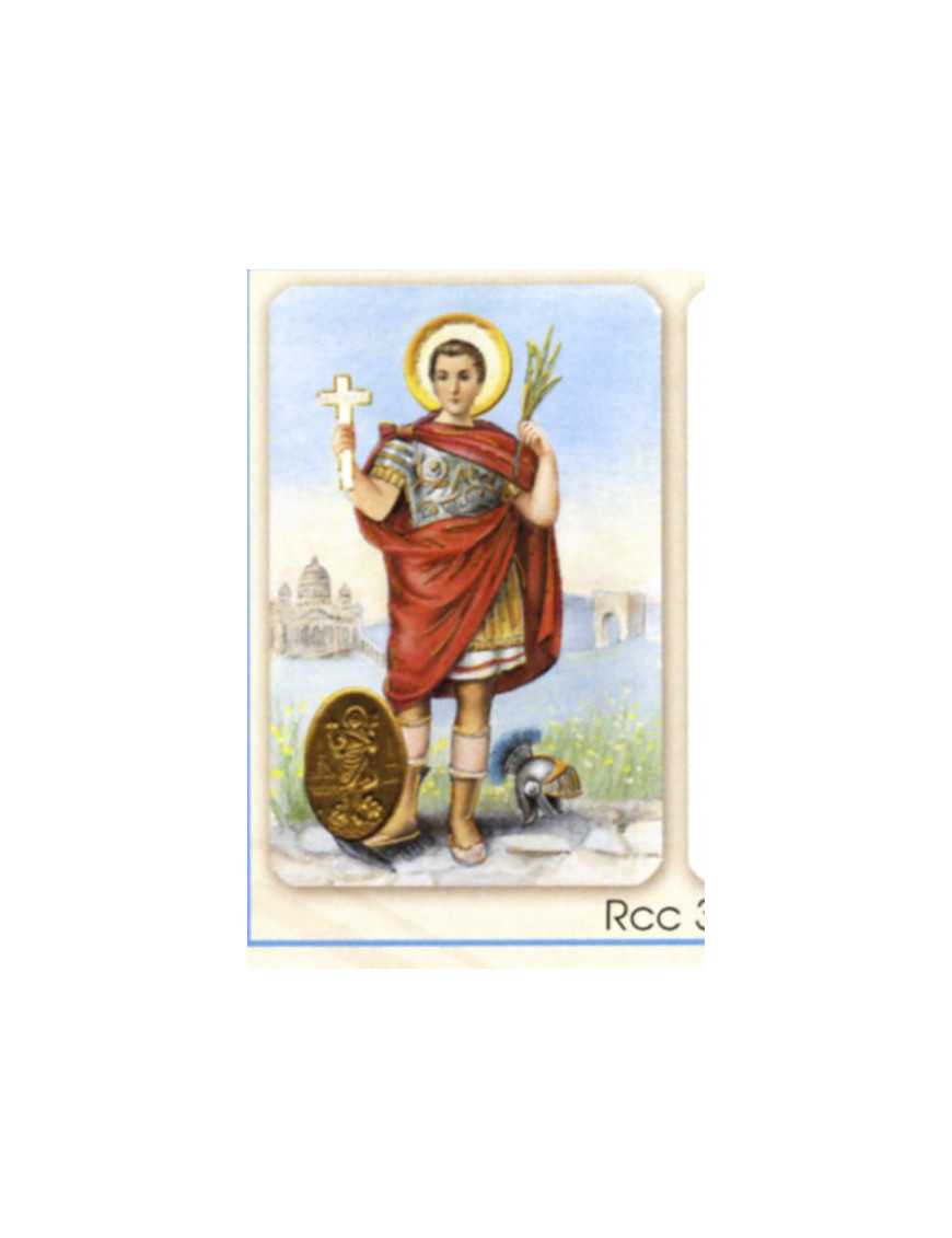Carte plastifiée prière avec poinçons style médaille Saint Expédit