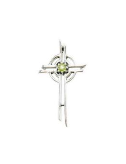 Pendentif croix argent 925 et pierres serties - Péridot