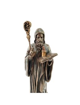 Statue bronze coulé à froid de saint Benoit, H. 23 cm