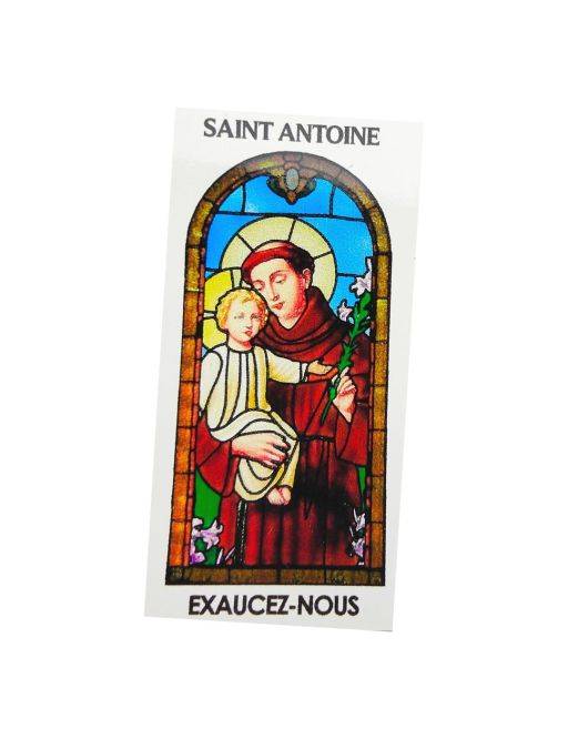 Autocollant PAPIER BLANC"vitrail" sans prière 10.5x6.5 cm pour bougie de neuvaine de saint Antoine