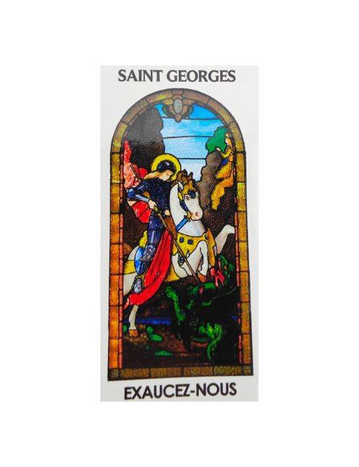 Autocollant PAPIER BLANC"vitrail" sans prière 10.5x6.5 cm pour bougie de neuvaine de saint Georges