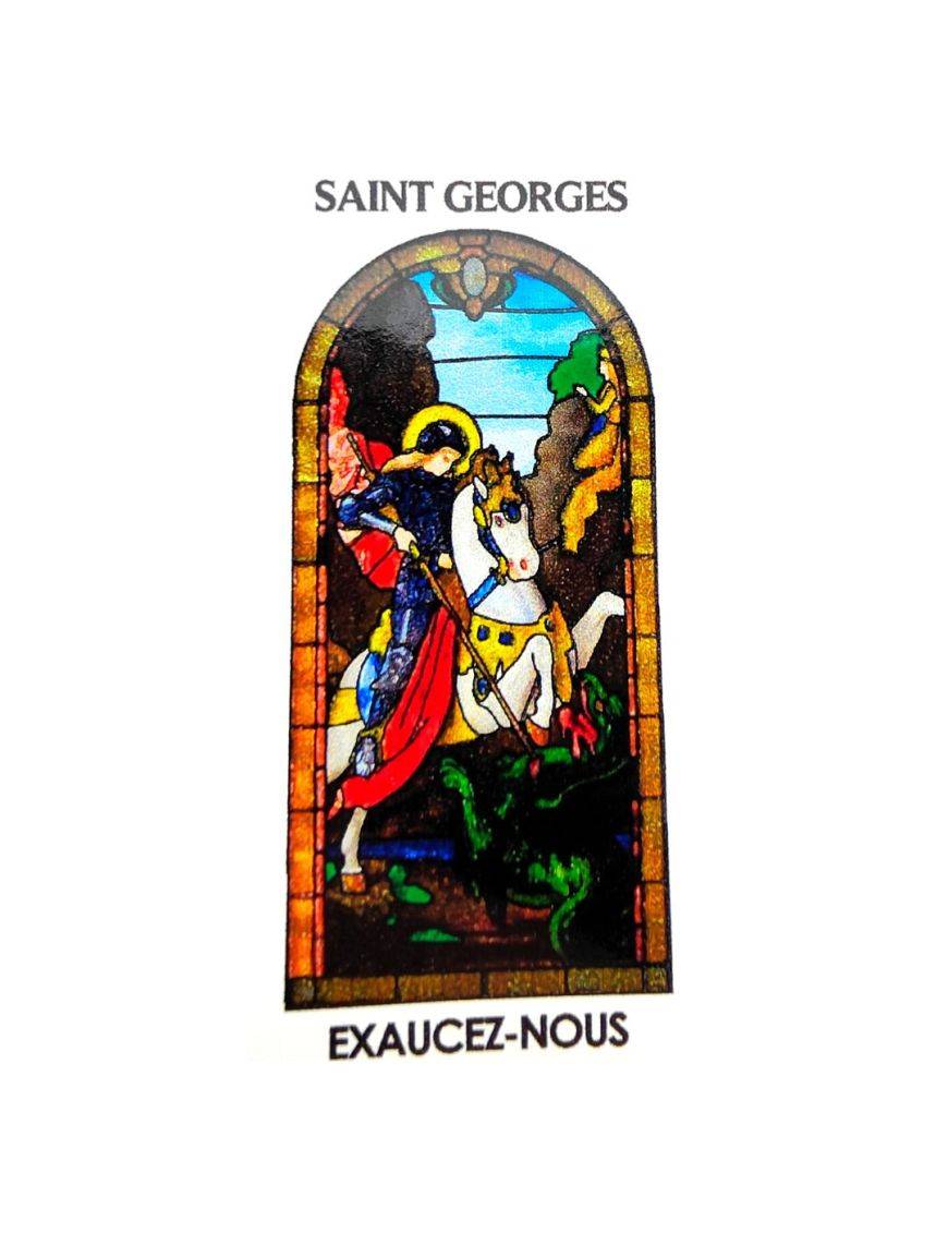Autocollant Transparent "vitrail" sans prière 10.5x6.5 cm pour bougie de neuvaine de saint Georges