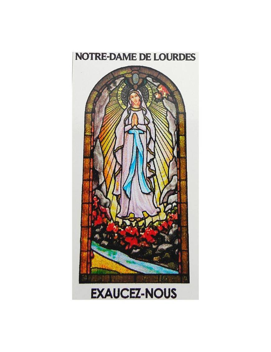 Autocollant PAPIER BLANC"vitrail" sans prière H.5,1x3,1 cm pour veilleuse 20/24 heures de ND de Lourdes