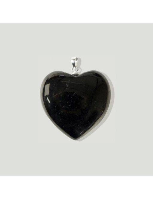 Pendentif coeur en argent - Jet de shungite - 15 g