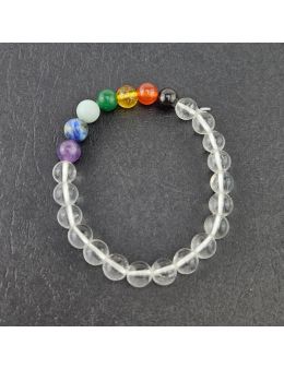 Bracelet perles 8mm - Cristal de roche - 7 chakras