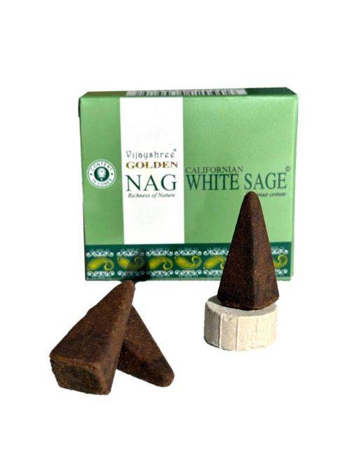 Encens cone Vijayshree Golden - Nag Sauge blanche 10 pcs