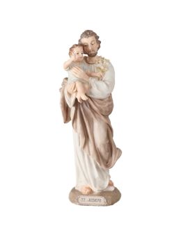 Statue de saint Joseph en polystone polychrome, peinte à la main, hauteur 21 cm.