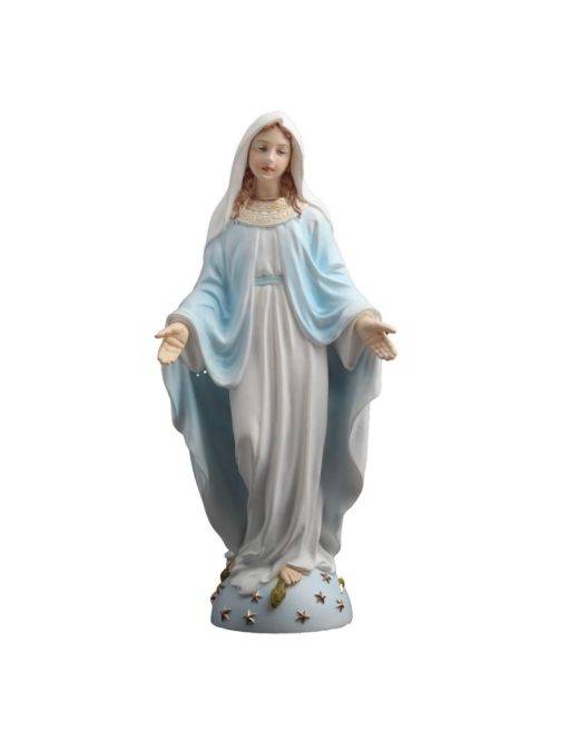Statue de la Vierge Miraculeuse en polystone polychrome, peinte à la main, Hauteur 15 cm Statue de la Vierge Miraculeuse en polystone polychrome, peinte à la main, Hauteur 15 cm