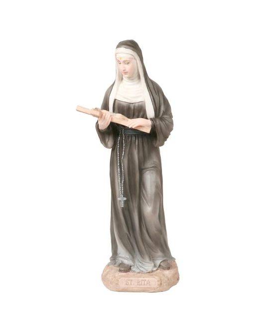 Statue de sainte Rita en polystone polychrome, peinte à la main, hauteur 21 cm. Statue de sainte Rita en polystone polychrome, peinte à la main, hauteur 21 cm.