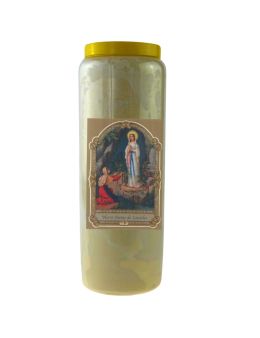 Bougie Veilleuse Blanche 9 jours Notre Dame de lourdes - 9x12.5cm