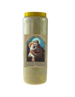 Bougie Veilleuse Blanche 9 jours Autocollant Saint Antoine - 9x12.5cm