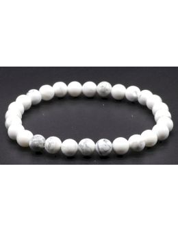 Bracelet Howlite Blanche perles 6mm