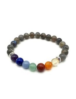 Bracelet Labradorite & 7 Chakras perles 8mm