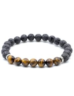 Bracelet Tigre & Lave 7-Mix perles 8mm HOMME