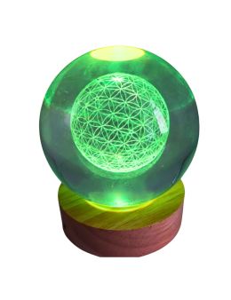 Veilleuse en verre - fleur de Vie - Multicolore - Verre - 9cm