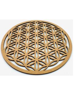 Plaque fleur de vie Sculpé - Bois - 10 Cm