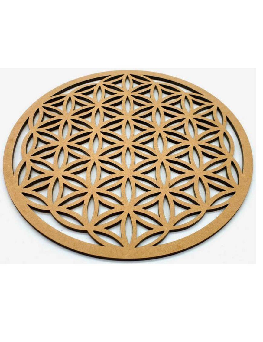 Plaque fleur de vie Sculpé - Bois - 20 Cm