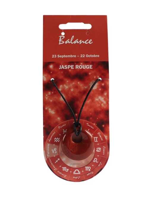 Pendentif pierre ronde percée - Balance - Jaspe rouge