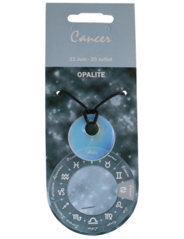 Pendentif pierre ronde percée - Cancer - Opaline
