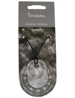 Pendentif pierre ronde percée - Verseau - Quartz