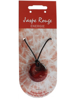 Pendentif pierre ronde percée - Jaspe rouge