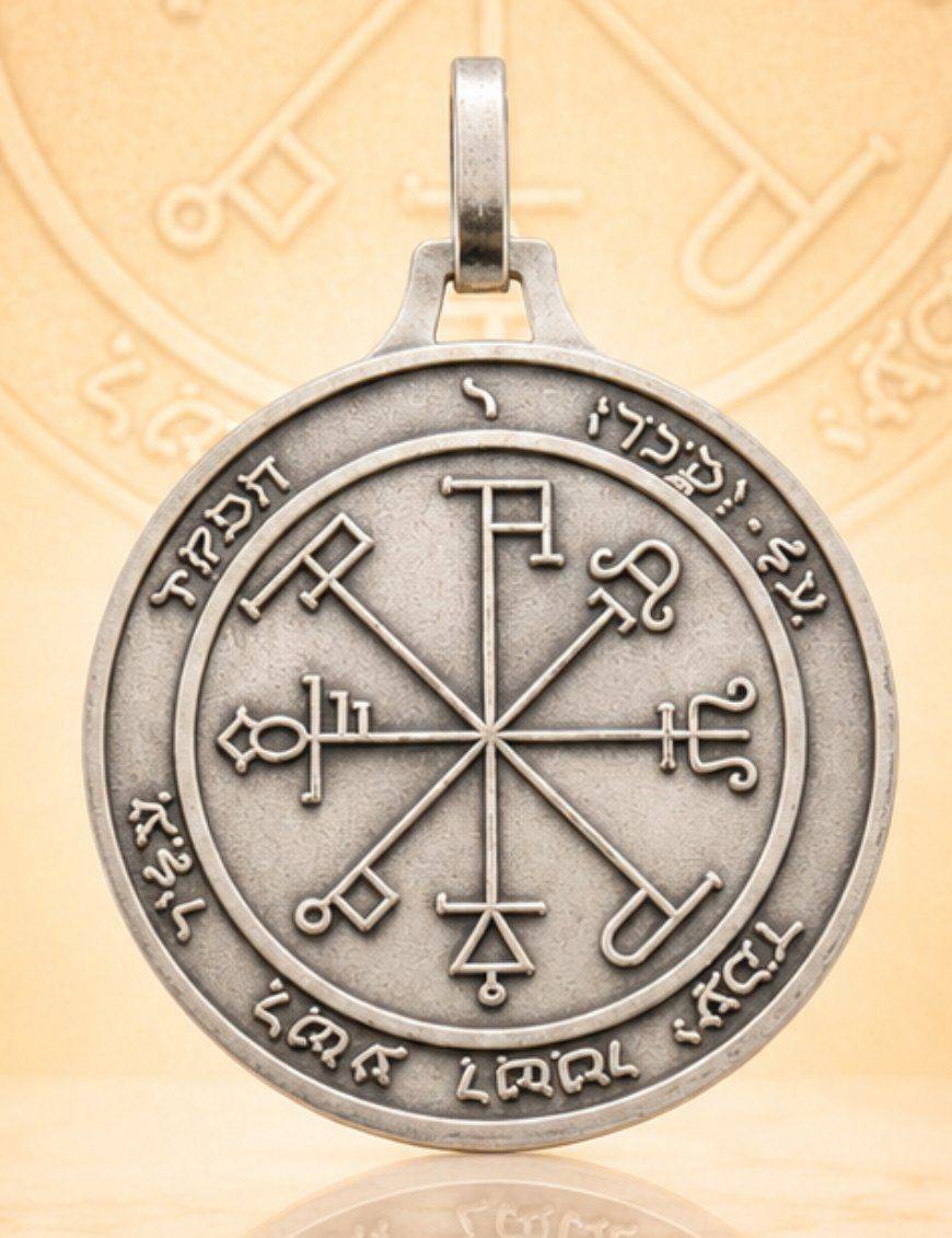 Pentacle de Saturne - Médaille talismanique - Argenté - 3cm