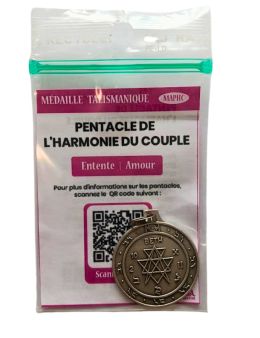 Pentacle de l'harmonie du couple - Médaille talismanique -Argenté - 3cm