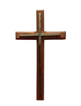 Croix en bois avec croix cuivre sans Christ 