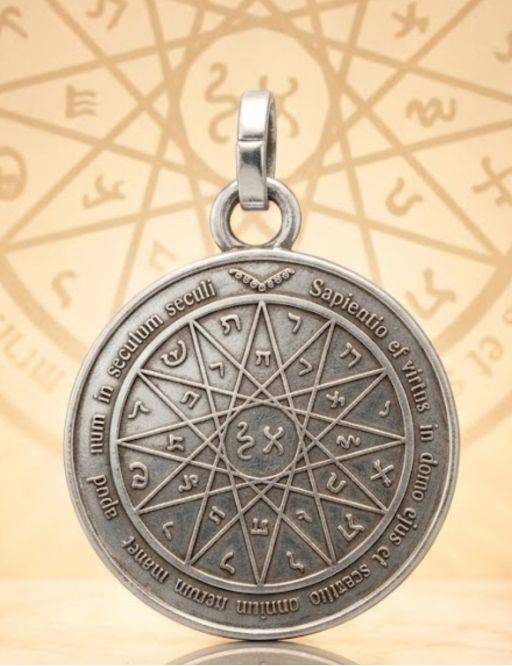 Pentacle de Mercure - Médaille talismanique - Argenté - 3cm