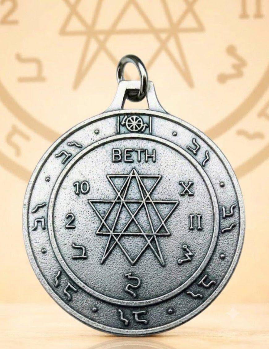 Pentacle de l'harmonie du couple - Médaille talismanique -Argenté - 3cm