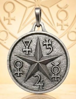 Pentacle Astral - Médaille talismanique - Argenté -3cm
