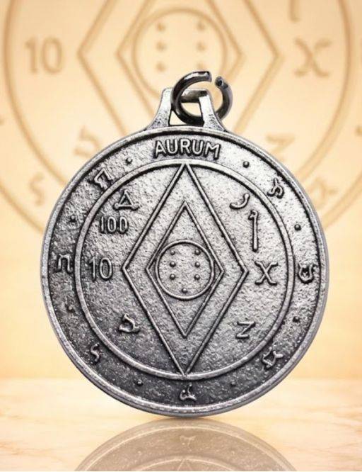 Pentacle de la richesse - Médaille talismanique - Argenté - 3cm