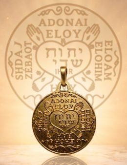 Pentacle d'Adonaï + Sator Arepo - Médaille talismanique - Doré - 2.3cm
